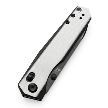 Tenable Beaver Folding Knife Off White/Black G10 Handle Nitro-V Plain Edge Blackwash Finish T1105V2