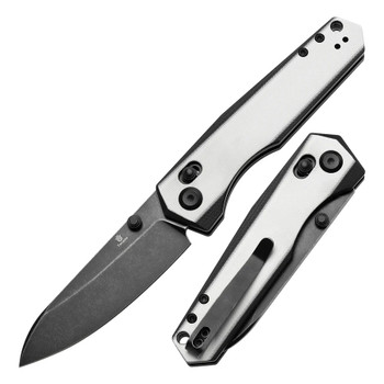 Tenable Beaver Folding Knife Off White/Black G10 Handle Nitro-V Plain Edge Blackwash Finish T1105V2