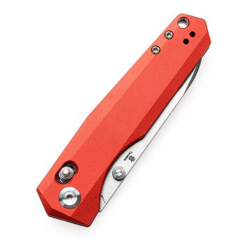 Tenable Beaver Folding Knife Dark Red Aluminum Handle Nitro-V Plain Edge Stonewash Finish T1105V3