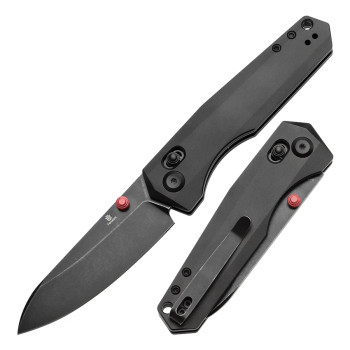 Tenable Beaver Folding Knife Black Aluminum Handle Nitro-V Plain Edge Black Finish T1105V5