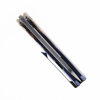 TwoSun Folding Knife Color Titanium Handle D2 Clip Point Plain Edge TS349-M3-Col