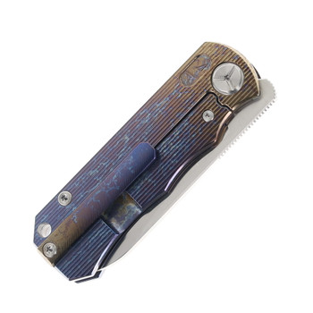 TwoSun Folding Knife Color Titanium Handle D2 Clip Point Plain Edge TS349-M3-Col