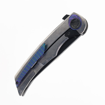 Tuya Persia Folding Knife Integral Ice Crystal Titanium Handle w/ Holes S90V Blade T1750-C #C8