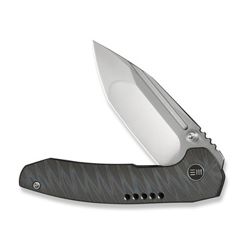 WE Micro Trogon Folding Knife Tiger Stripe Flame Titanium Handle M390 Plain Edge Satin Finish WE24043-3