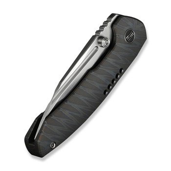 WE Micro Trogon Folding Knife Tiger Stripe Flame Titanium Handle M390 Plain Edge Satin Finish WE24043-3