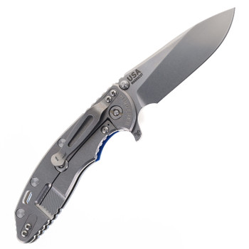 Hinderer XM-18 Skinny Slicer Folding Knife Blue G10 Handle Magnacut Stonewashed Finish