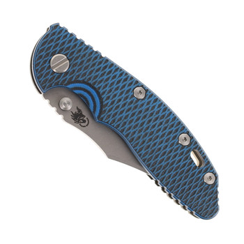 Hinderer XM-18 3.5  Bowie (Non Flipper) Folding Knife Black/Blue G10 Handle S45VN Battle Bronze Titanium