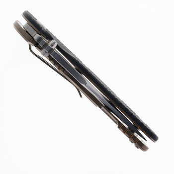 Hinderer XM-18 3.5  Bowie (Non Flipper) Folding Knife Black G10 Handle S45VNBronze Stonewashed Titanium