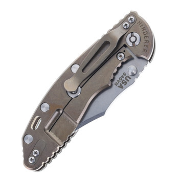 Hinderer XM-18 3.5  Bowie (Non Flipper) Folding Knife Black G10 Handle S45VNBronze Stonewashed Titanium