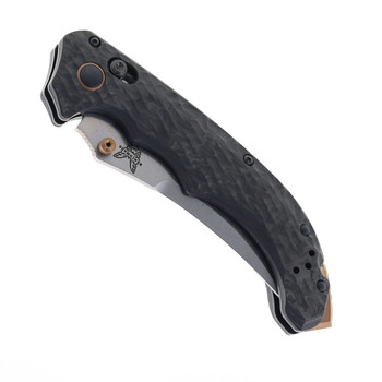 Benchmade Mini Bedlam Folding Knife Marbled Carbon Fiber Handle S90V Plain Edge Satin Finish BEN865-02