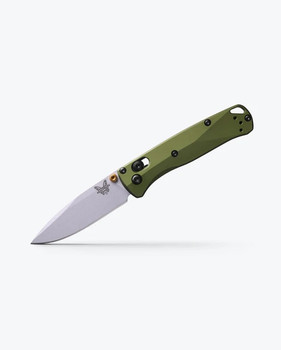 Benchmade Mini Bugout Folding Knife Woodland Green Aluminum Handle S90V Drop Point Plain Edge P533SL-10
