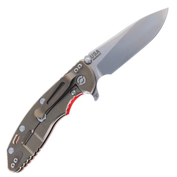 Hinderer XM-18 Skinny Slicer Folding Knife Red G10 & Stonewashed Bronze Titanium Handle Magnacut