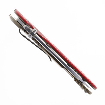 Hinderer XM-18 Skinny Slicer Folding Knife Red G10 & Stonewashed Bronze Titanium Handle Magnacut