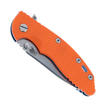 Hinderer XM-18 Skinny Slicer Folding Knife Orange G10 & Stonewashed Blue Titanium Handle Magnacut Working Finish
