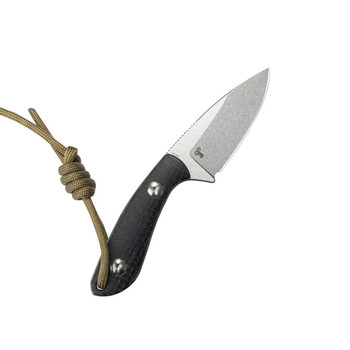 Kubey Bloom Fixed Blade Knife Black Coarse Micarta Handle 14C28N Plain Edge Beadblast Finish KU411A