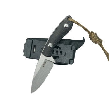 Kubey Bloom Fixed Blade Knife Black Coarse Micarta Handle 14C28N Plain Edge Beadblast Finish KU411A