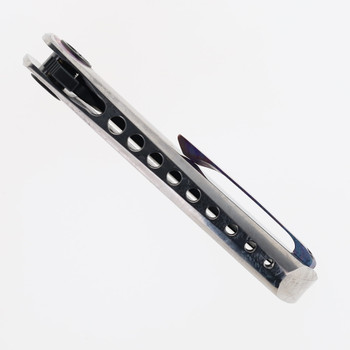 Tuya Allstar Folding Knife Iced Crystal Titanium Handle S90V Plain Edge 1750-C