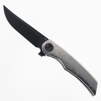 Tuya Allstar Folding Knife Iced Crystal Titanium Handle S90V Plain Edge 1750-C