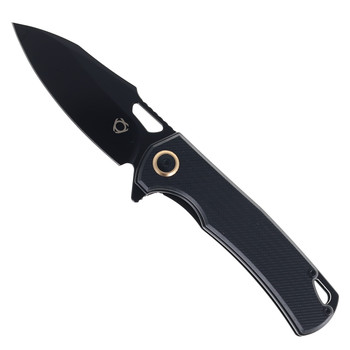 SixLeaf Folding Knife Black G10 Handle D2 Plain Black Blade SL-69