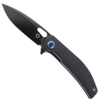 SixLeaf Folding Knife Black G10 Handle D2 Plain Black Blade SL-71