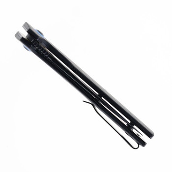 SixLeaf Folding Knife Black G10 Handle D2 Plain Black Blade SL-71