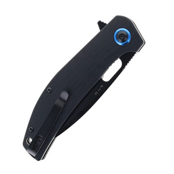 SixLeaf Folding Knife Black G10 Handle D2 Plain Black Blade SL-71