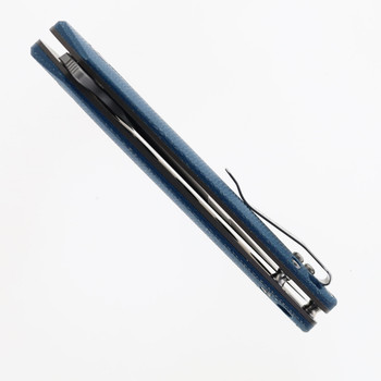 TwoSun Folding Knife Blue Micarta Handle D2 Spear Point Plain Edge TS504-Blu