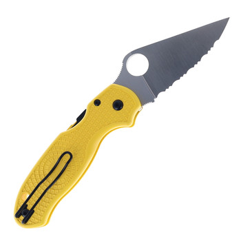 Spyderco Para 3 Lightweight Salt Folding Knife Yellow FRN Handle Magnacut Serrated Edge C223SYL