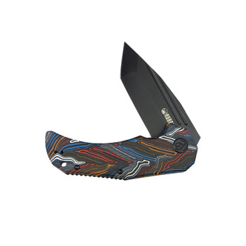 Kubey Bravo One Folding Knife Color G10 Handle AUS-10 Plain Edge Blackwash Finish KU318F