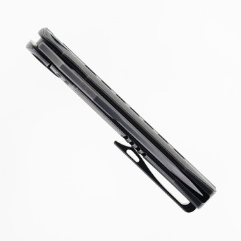 TwoSun Folding Knife Black Titanium Handle M398 Plain Edge TS451-M398-Solid-Black