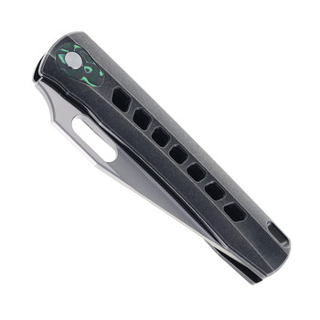 TwoSun Folding Knife Black Titanium Handle M398 Plain Edge TS451-M398-Solid-Black