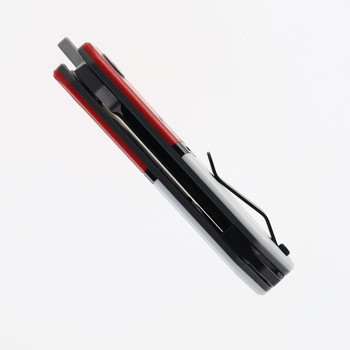 Maxace Capsule Pocket Knife Red & White G10 Handle Front Flipper MMM27-2-A