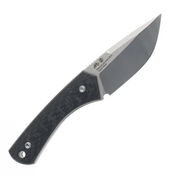 TwoSun Micro Fixed Blade Knife Carbon Fiber Handle M390 Drop Point Plain Edge TS265-M3