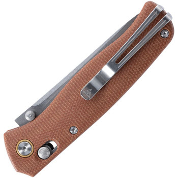 SRM 255L Folding Knife Brown G10 Handle 10Cr15CoMoV Plain Edge Stonewash Finish SRM255LMN