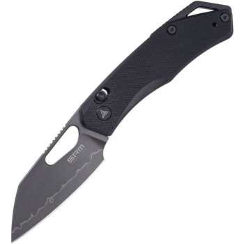 SRM Cub 261M Folding Knife Black G10 Handle 140Cr Plain Black Laminated Blade SRM261MGB2