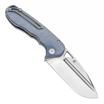 Tenable Bombur Folding Knife Blue Micarta Handle D2 Plain Edge Stonewash Finish T1054A5