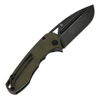 Tenable Bombur Folding Knife Green Micarta Handle D2 Plain Edge Blackwash Finish T1054A4