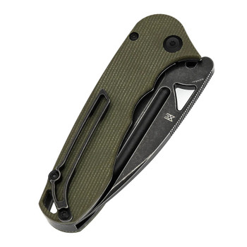 Tenable Bombur Folding Knife Green Micarta Handle D2 Plain Edge Blackwash Finish T1054A4