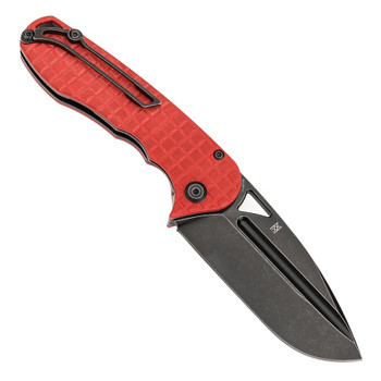 Tenable Bombur Folding Knife Dark Red Frag Pattern G10 Handle D2 Plain Edge Blackwash Finish T1054C2