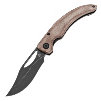 Tenable Gideon Folding Knife Brown Micarta Handle Nitro-V Plain Edge Blackwash Finish T1119A2