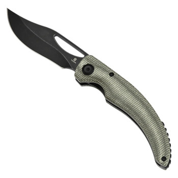 Tenable Gideon Folding Knife Green Micarta Handle Nitro-V Plain Edge Blackwash Finish T1119A6
