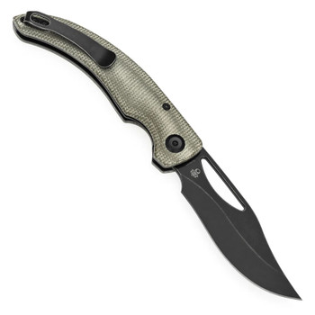 Tenable Gideon Folding Knife Green Micarta Handle Nitro-V Plain Edge Blackwash Finish T1119A6