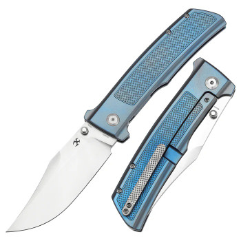 Kansept Bison Folding Knife Blue Titanium Handle S35VN Plain Edge Satin Finish K1108A2 Kansept Bison Folding Knife Blue Titanium Handle S35VN Plain Edge Satin Finish K1108A2
