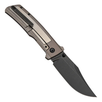 Kansept Bison Folding Knife Bronze Titanium Handle S35VN Plain Edge Blackwash Finish K1108B3