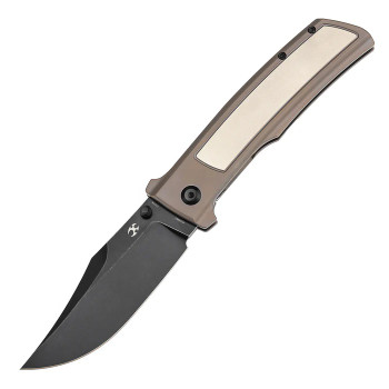 Kansept Bison Folding Knife Bronze Titanium Handle S35VN Plain Edge Blackwash Finish K1108B3