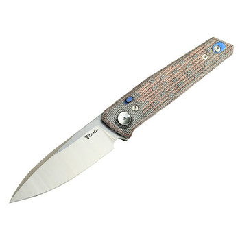 Reate PL-6 Folding Knife Red/Black Micarta Handle Nitro-V Plain Edge Belt Satin Finish
