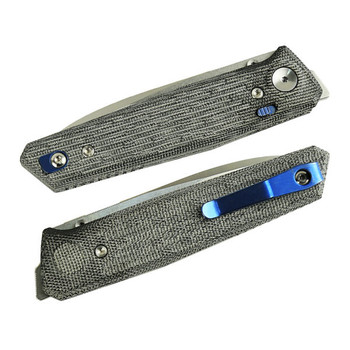 Reate PL-6 Folding Knife Black Micarta Handle Nitro-V Plain Edge Belt Satin Finish