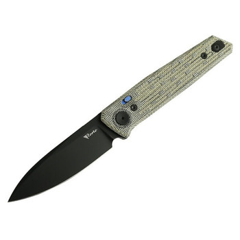 Reate PL-6 Folding Knife Green/Black Micarta Handle Nitro-V Plain Black PVD Blade