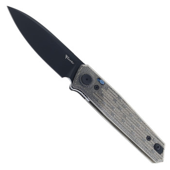 Reate PL-6 Folding Knife Black Micarta Handle Nitro-V Plain Black PVD Blade