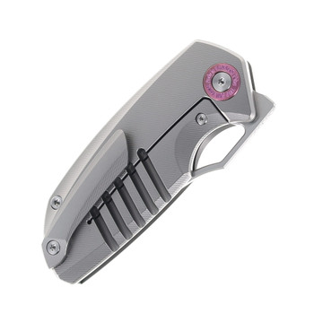 TwoSun Folding Knife Gray Titanium Handle 14C28N Plain Edge